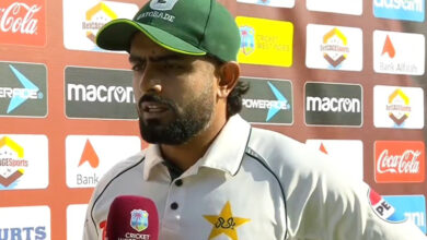 ویسٹ انڈیز کے خلاف پہلے ٹیسٹ کے بعد گفتگو کرتے ہوئے پاکستان کے کپتان بابر اعظم